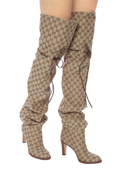 women's gucci boots cheap|gucci print thigh high boots.